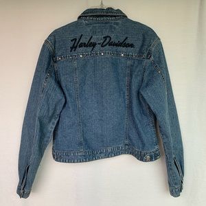 Harley Davidson Jean Jacket with Metal Studs and Logo